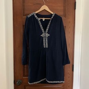 Gap navy blue tunic embroidery drawstring dress